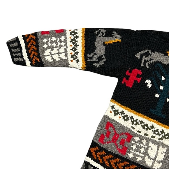 Chibcha Wool Artesian Cozy Heavy Knit Chunky Vintage Cardigan Horse Sweater - Picture 12 of 15